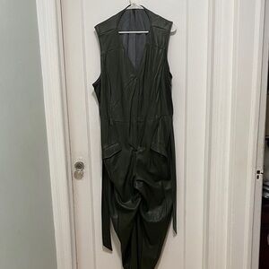 Avec Les Filles Dark Green vegan leather Sleeveless Jumpsuit